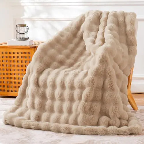 Beige Bubble Fluffy Blankie (60 x 80 inch)